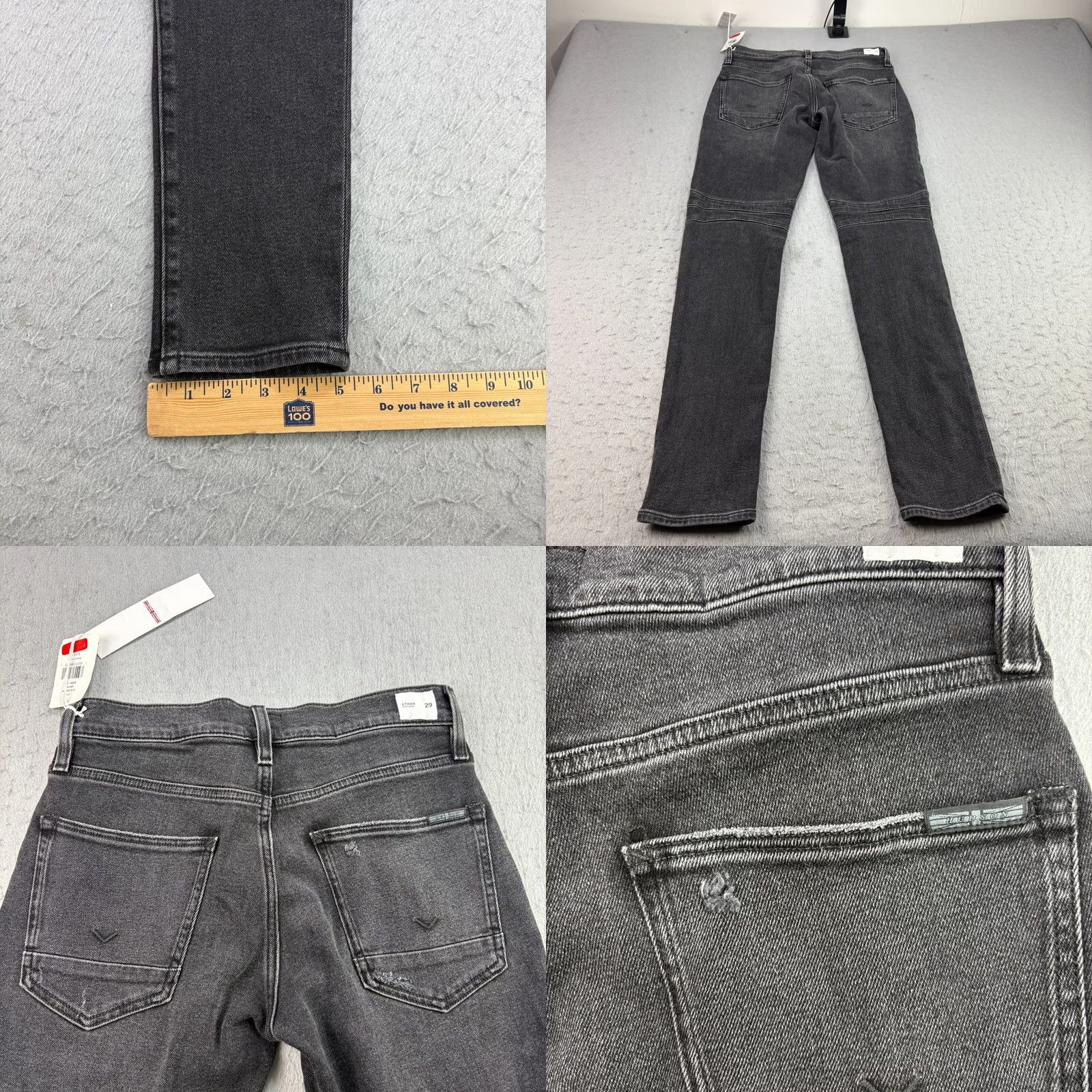 Hudson Hudson Jeans Mens Slim 29x33 Black Ethan Biker Distressed Denim Stretch Jeans Size 29 Inseam 33 Slim Fit Mens Size US 29 - 9 Thumbnail