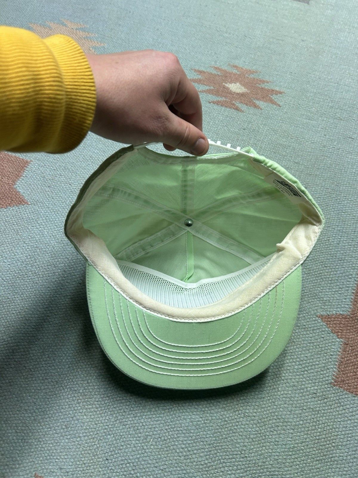 Vintage Vtg 90 SnapBack hat Maalox Plus mint creme green made in USA Size ONE SIZE - 5 Thumbnail