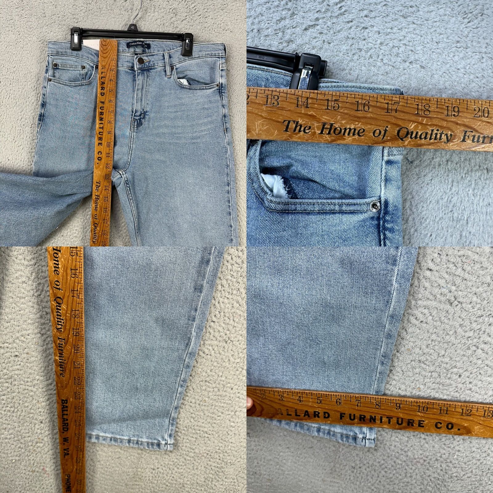 Calvin Klein Calvin Klein Womens Straight Jeans 14 Gray High Waist 5 Pocket Stretch Denim NEW Size 36" / US 14 / IT 50 - 8 Thumbnail