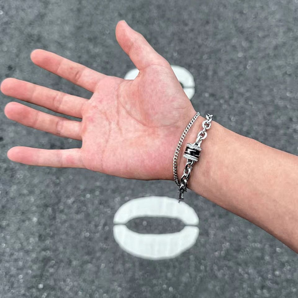 Jewelry Double-Layer Chain Bracelet - Stainless Steel & Zircon ⛓️ Size ONE SIZE - 2 Thumbnail