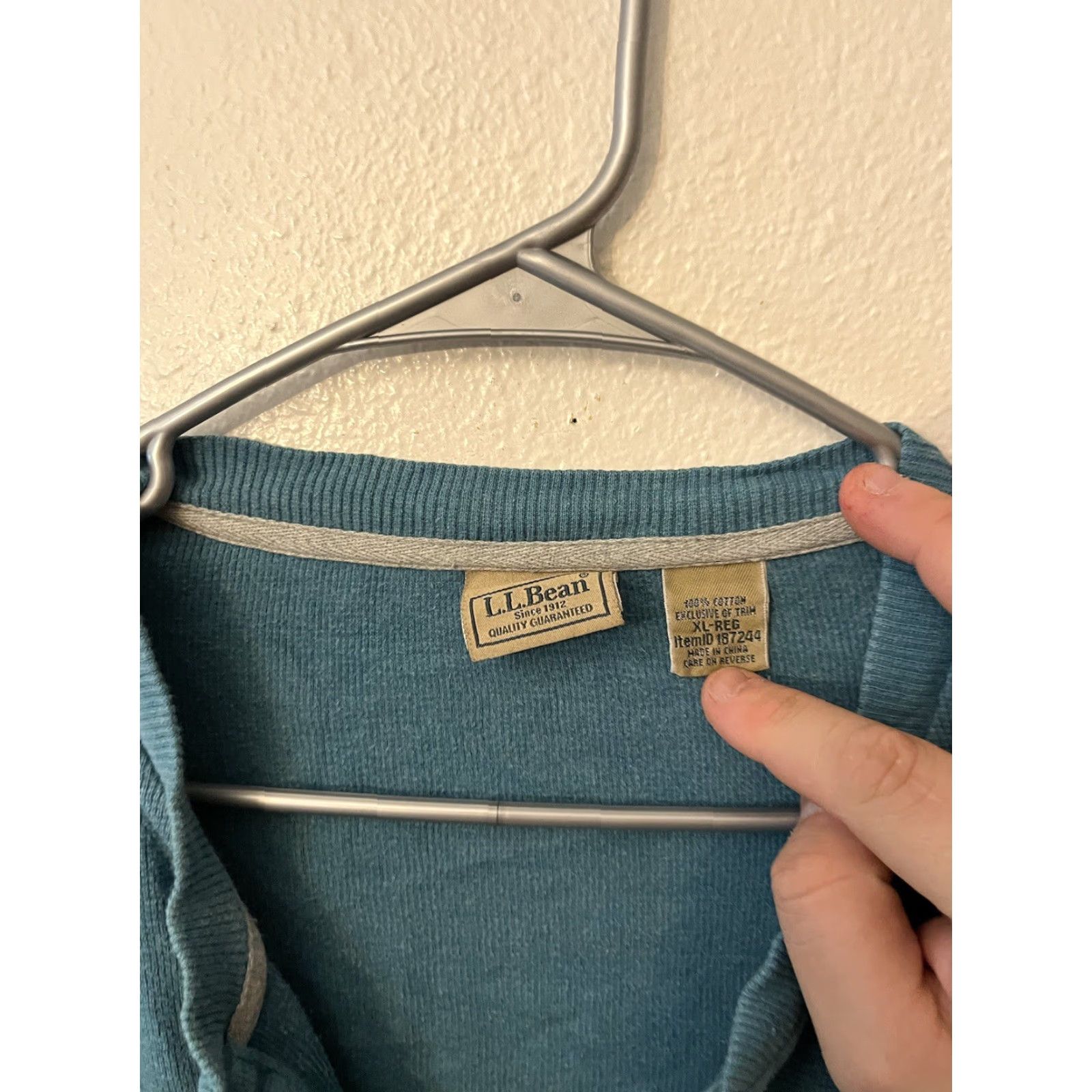 Vintage LL Bean Thermal Shirt Mens XL Blue Long Sleeve Henley T-Shirt 187244 Size US XL / EU 56 / 4 - 2 Thumbnail