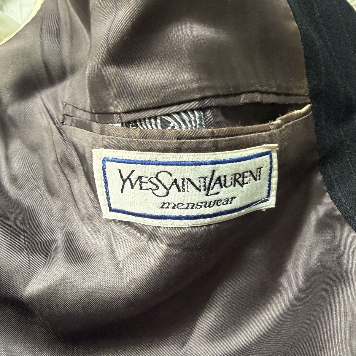 Yves Saint Laurent Vintage Yves Saint Laurent Mens Gray Wool 80s Pinstripe Size 46R - 5 Thumbnail