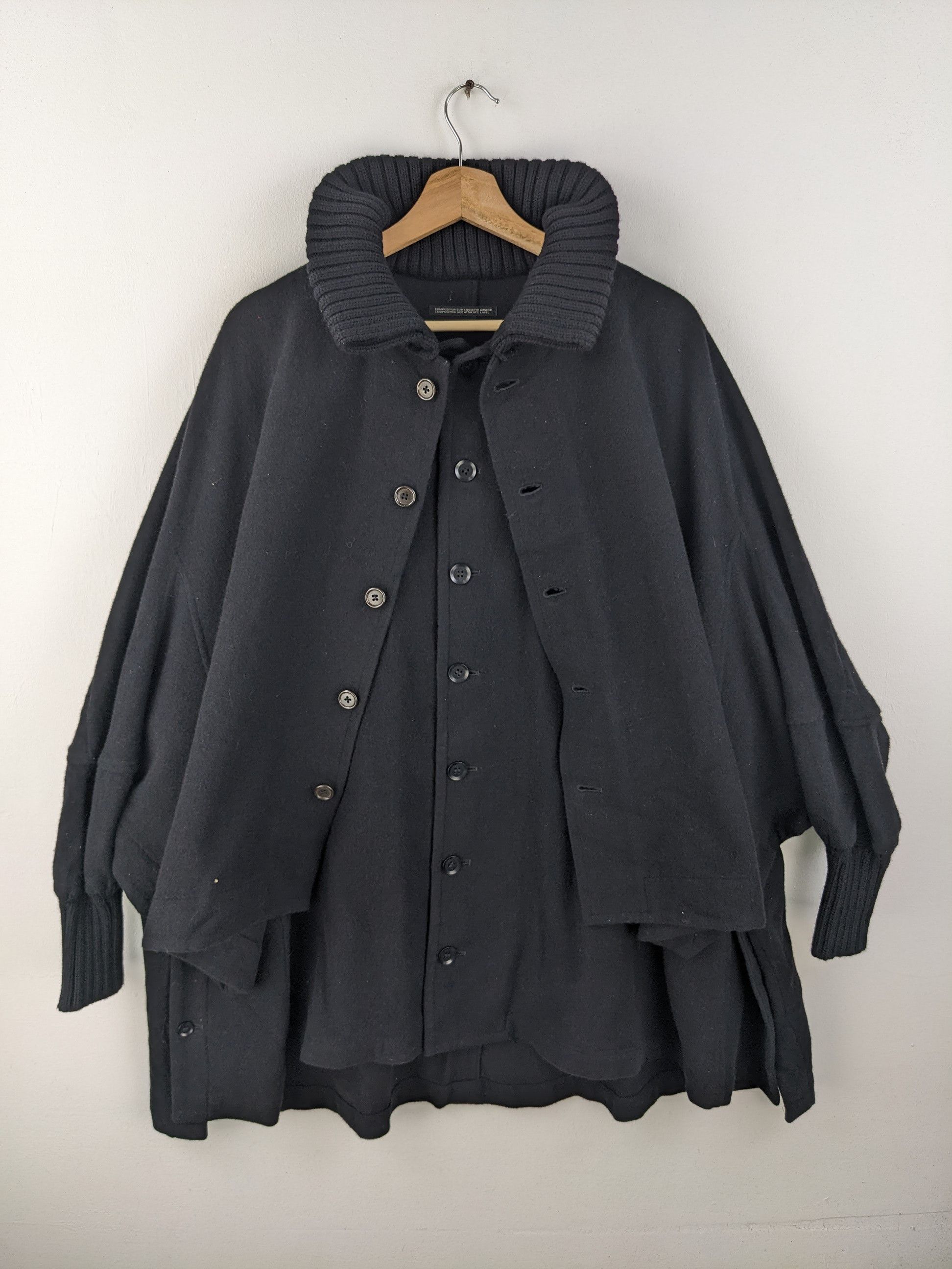 Japanese Brand × Y's × Yohji Yamamoto Vintage Yohji Yamamoto Noir Double Layer Wool Coat Size US M / EU 48-50 / 2 - 2 Thumbnail