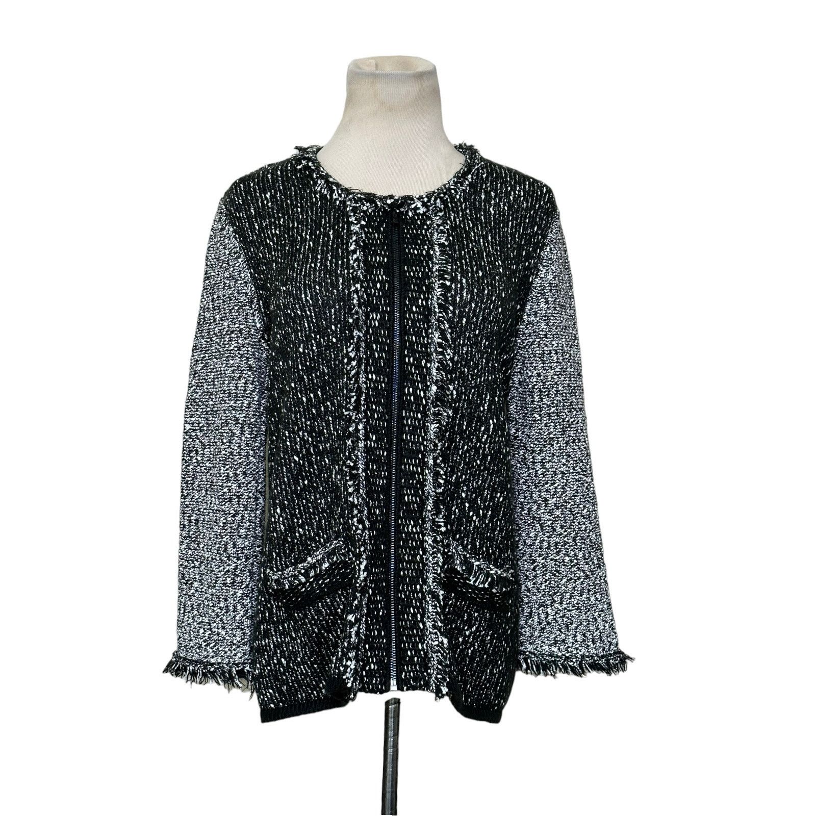 Karl Lagerfeld Karl Lagerfeld Two Tone Full Zip Knit Jacket size Small Size S / US 4 / IT 40 - 11 Thumbnail