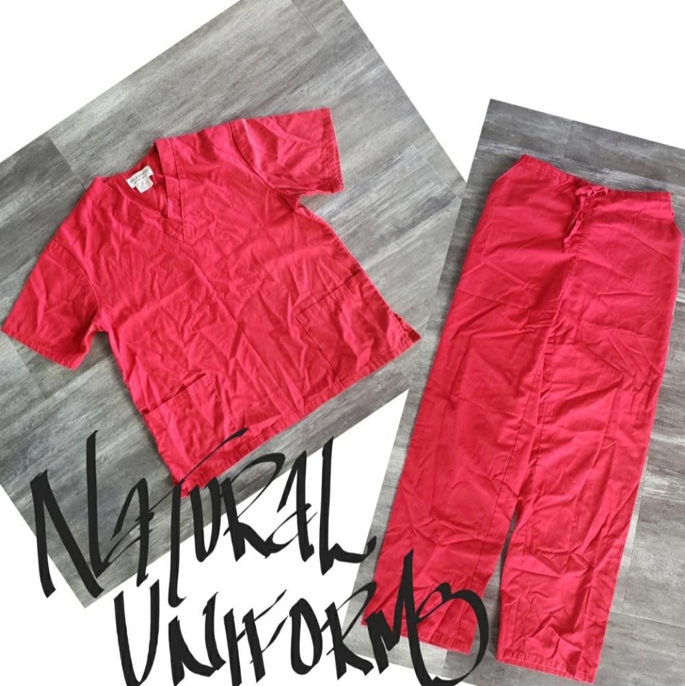 Designer Red Natural Uniforms Medical Scrub Set Size 26" / US 2 / IT 38 - 1 Thumbnail