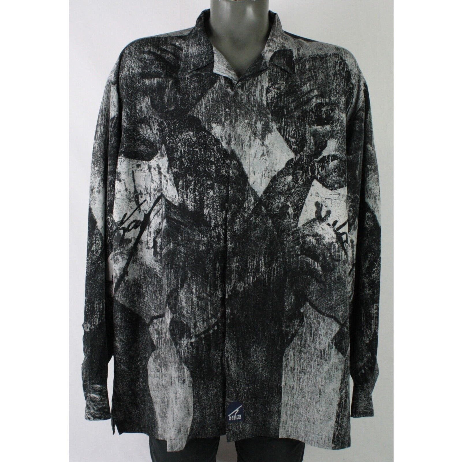 Image of Karl Kani Hip Hop Rap All Over Print Button Up Shirt, Men's (Size 2XL)