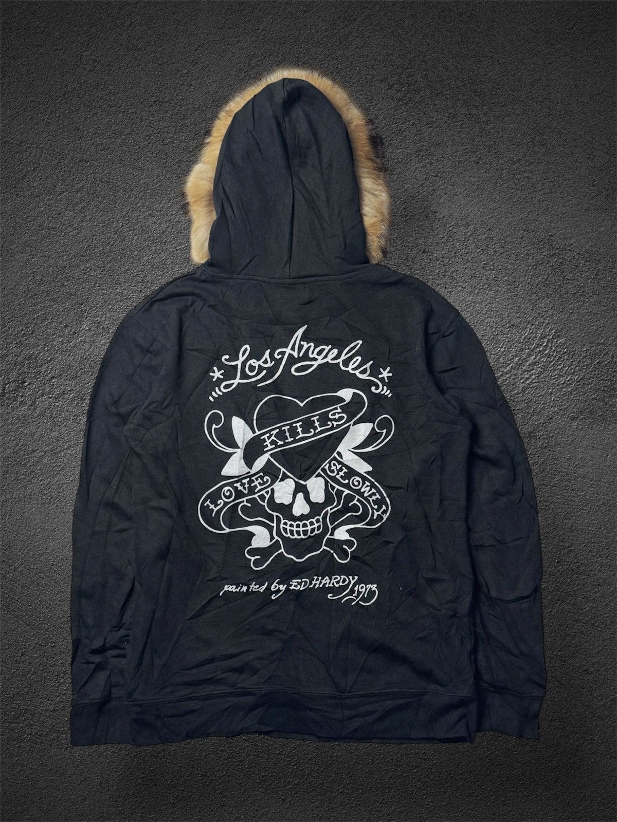 If Six Was Nine × Japanese Brand × Le Grande Bleu (L.G.B.) Fur Hoodie Edhardy Skull Los Angeles Size US M / EU 48-50 / 2 - 1 Thumbnail