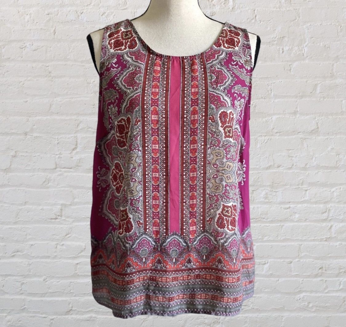 Cynthia Rowley CYNTHIA ROWLEY BUTTON UP BACK SLEEVELESS PAISLEY TANK TOP Size M / US 6-8 / IT 42-44 - 3 Thumbnail