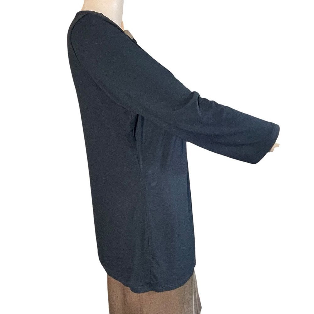 White House Black Market White House Black Market Black 3/4 Sleeve Pleated Front Blo Size L / US 10 / IT 46 - 4 Thumbnail