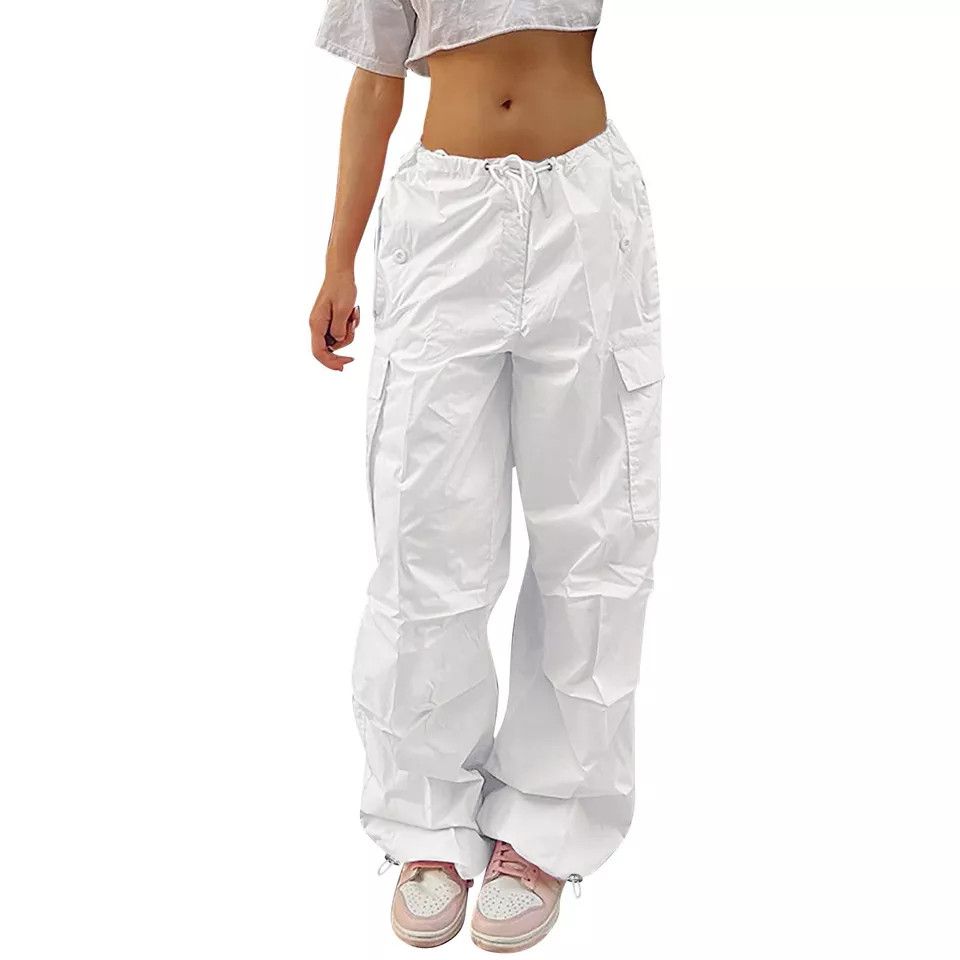 The Unbranded Brand Women's Baggy Low Waist Drawstring Hip Hop Casual Trousers Size 26" / US 2 / IT 38 - 5 Thumbnail