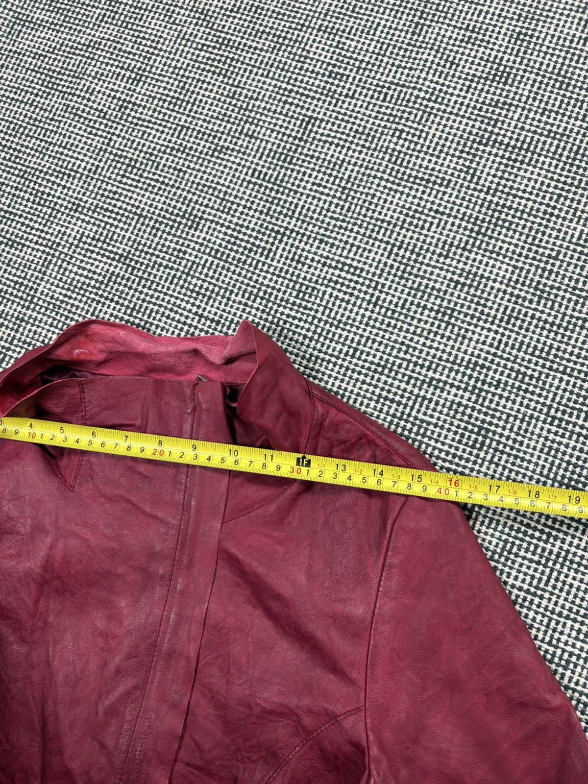Genuine Leather avant garde asymmetric leather zip jacket pink burgundy Size XS / US 0-2 / IT 36-38 - 9 Thumbnail