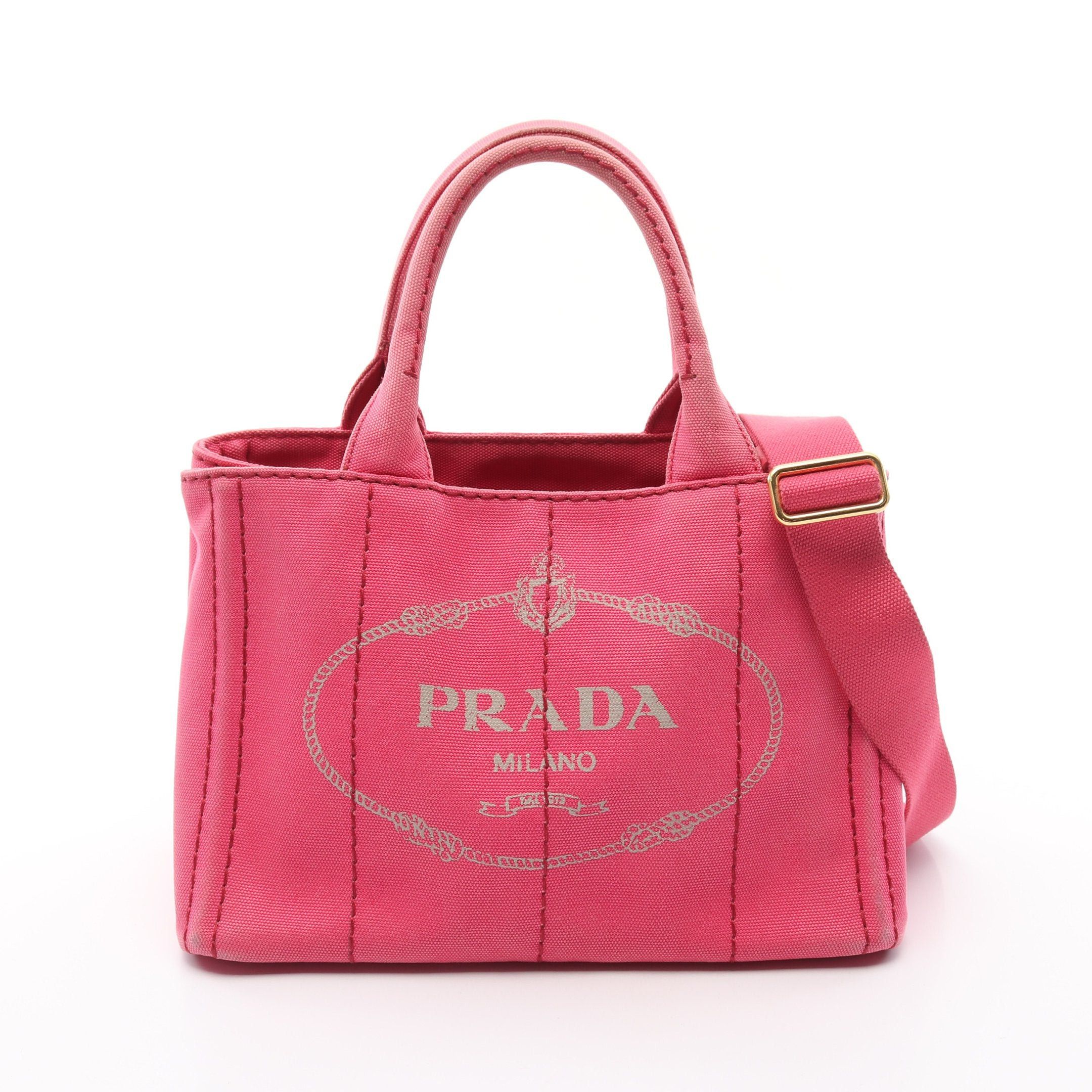 Prada Canapa Kanapa Handbag Tote Bag Canvas Pink Purple, Women's