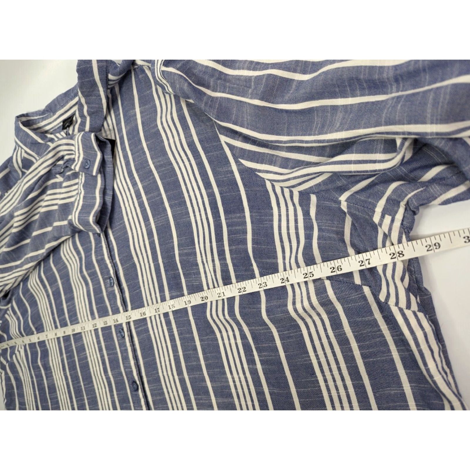 FRED Fred David Blouse Shirt 3X Womens Long Sleeve Striped Blue NWT Rayon Spandex Plus Size Size XXL / US 16-18 / IT 52-54 - 6 Thumbnail