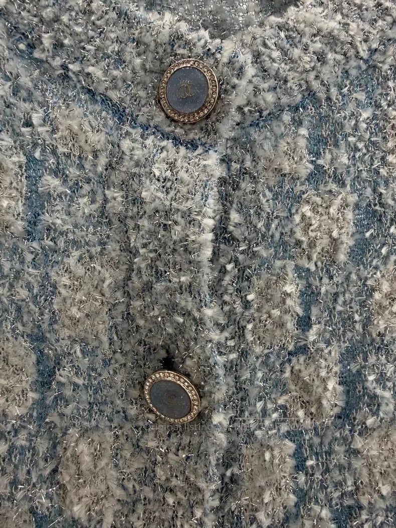 Chanel Chanel Thin glitter blue knitted cardigan coat Size XXS / US 00 / IT 34 - 3 Thumbnail