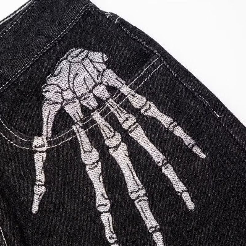 Japanese Brand Harajuku Japanese style streetwear hand skull jeans Size US 36 / EU 52 - 4 Thumbnail