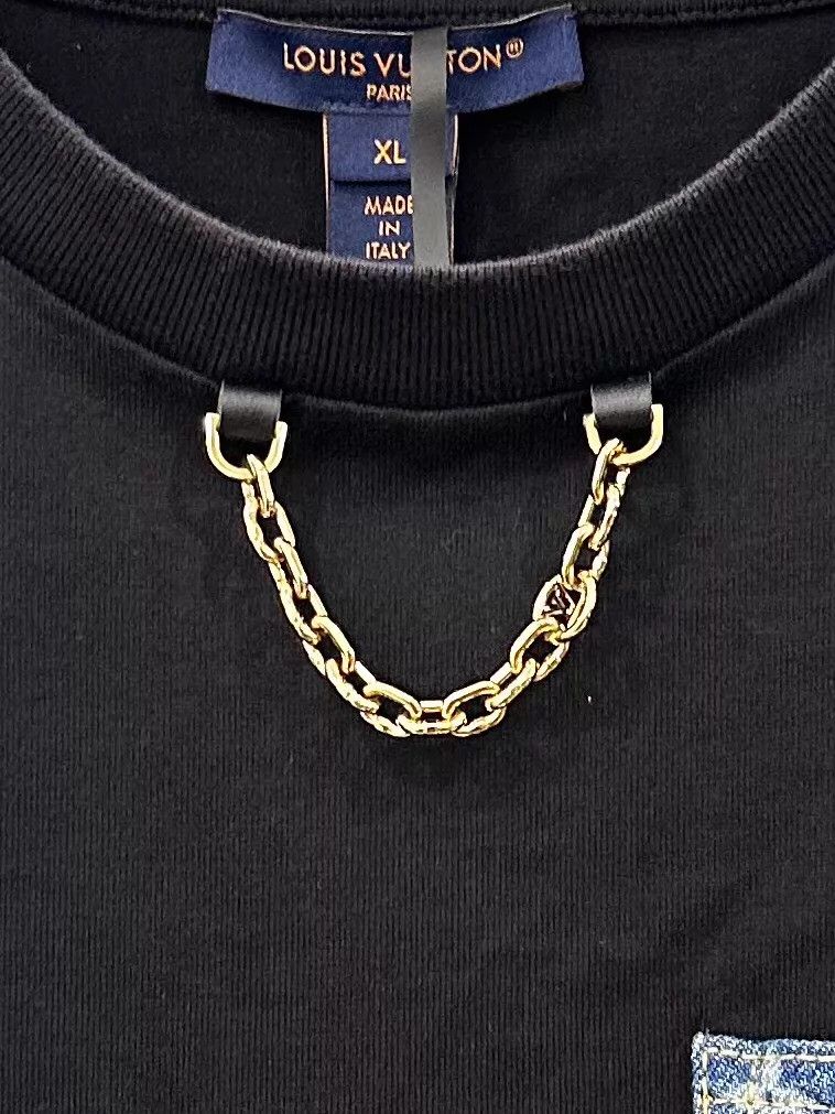 Louis Vuitton LV Women's Monogram Denim Pocket Black Short Sleeve Tee XL Size XL / US 12-14 / IT 48-50 - 5 Thumbnail