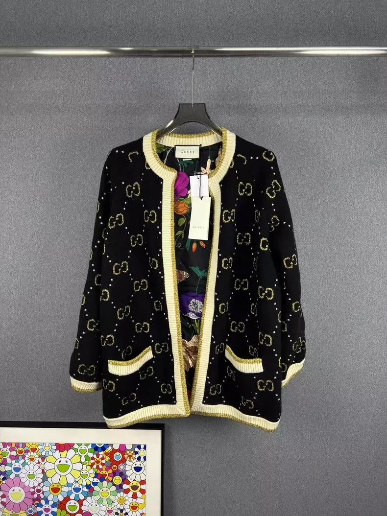 Gucci Gucci Golden silk old flower full LOGO knitted sweater card Size US L / EU 52-54 / 3 - 1 Thumbnail