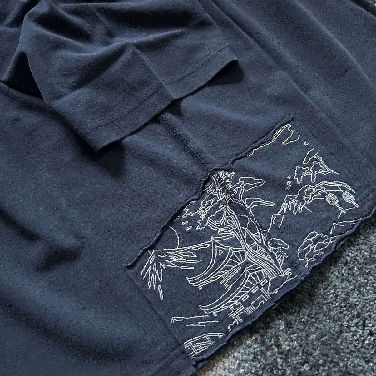 Derschutze BORO SASHiKO BOXY HEAVYWEiGHT TEE PATCHWORK MiDNiGHT BLUE Size US XL / EU 56 / 4 - 11 Thumbnail