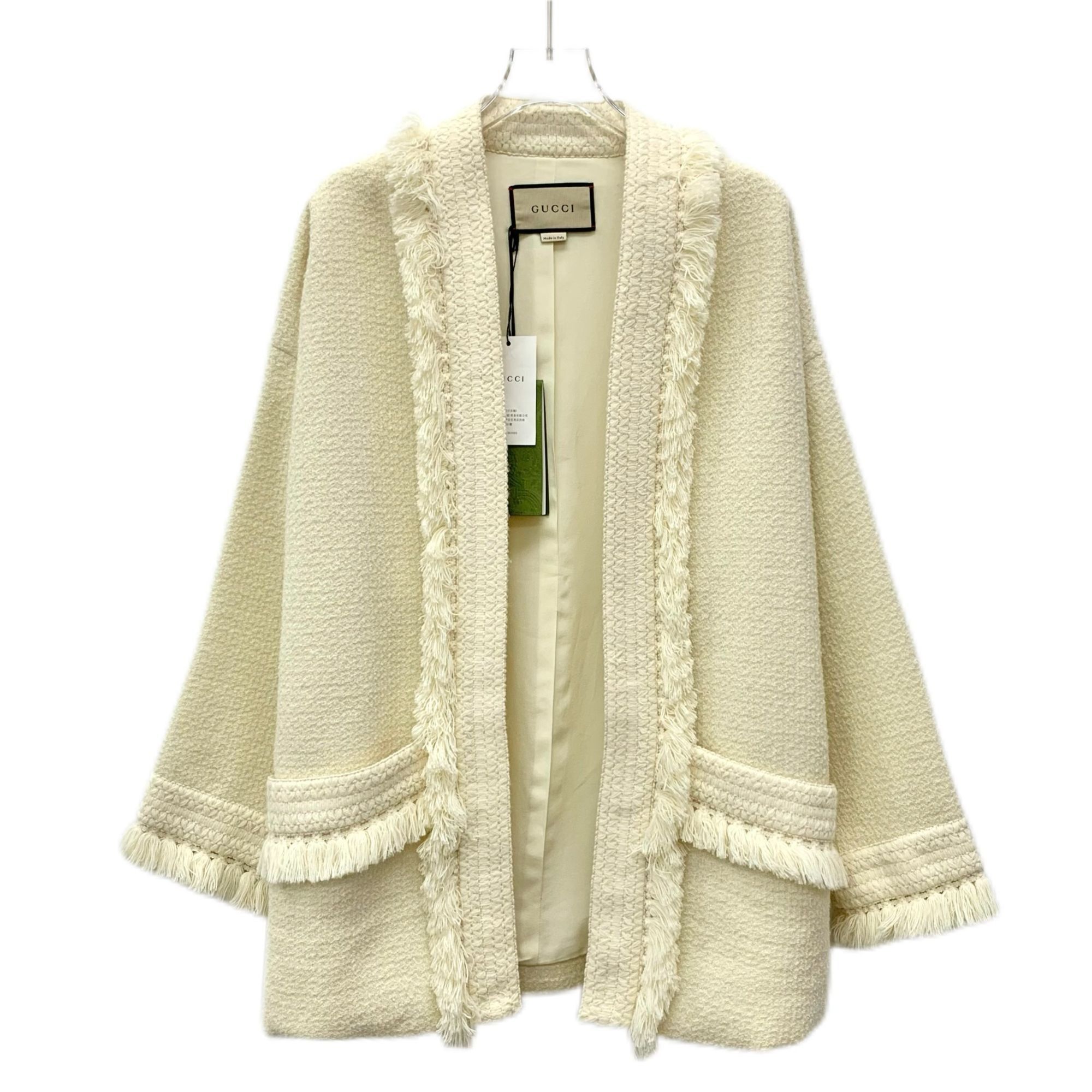 Gucci Gucci Womens Ivory Fringe Trim Open Front Wool Jacket Size XS / US 0-2 / IT 36-38 - 1 Thumbnail
