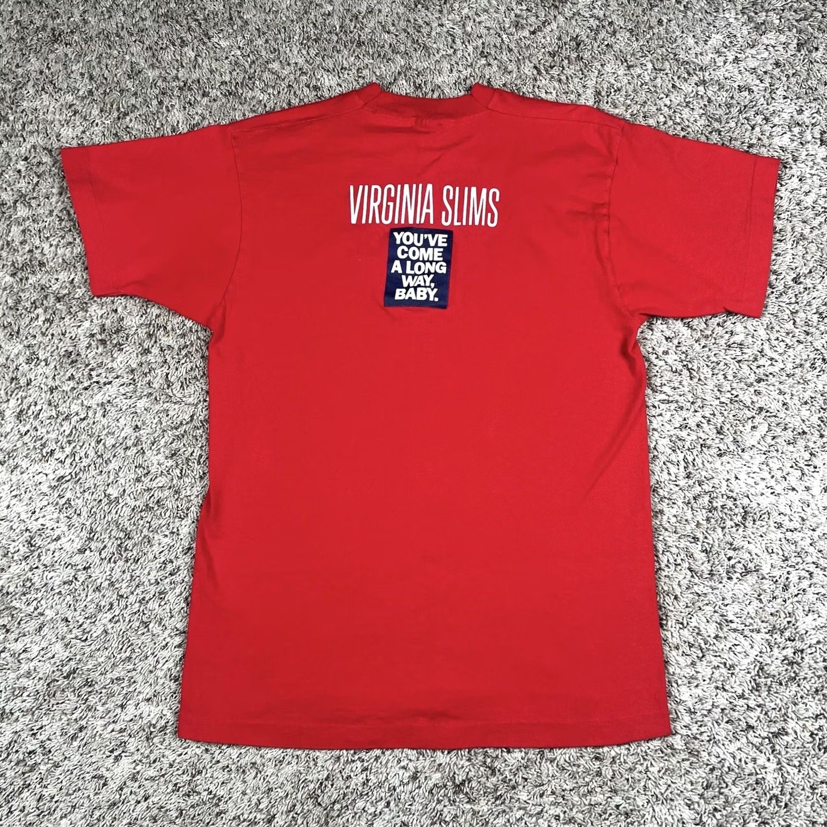 Fruit Of The Loom VINTAGE Virginia Slims Cigarettes Graphic T-Shirt Medium Single Stitch Shirt Unisex Adults M Red 90s Cigarettes Graphic Print Size US M / EU 48-50 / 2 - 3 Thumbnail