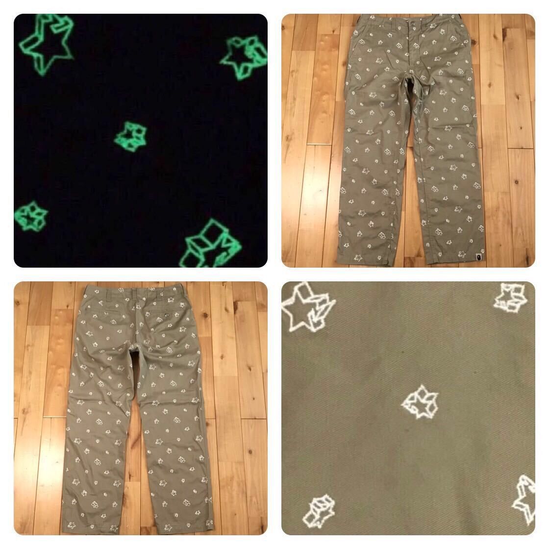 image of Glow In The Dark Bape Sta Embroidered Pants Ape ★Size S in Beige, Men's (Size 30)
