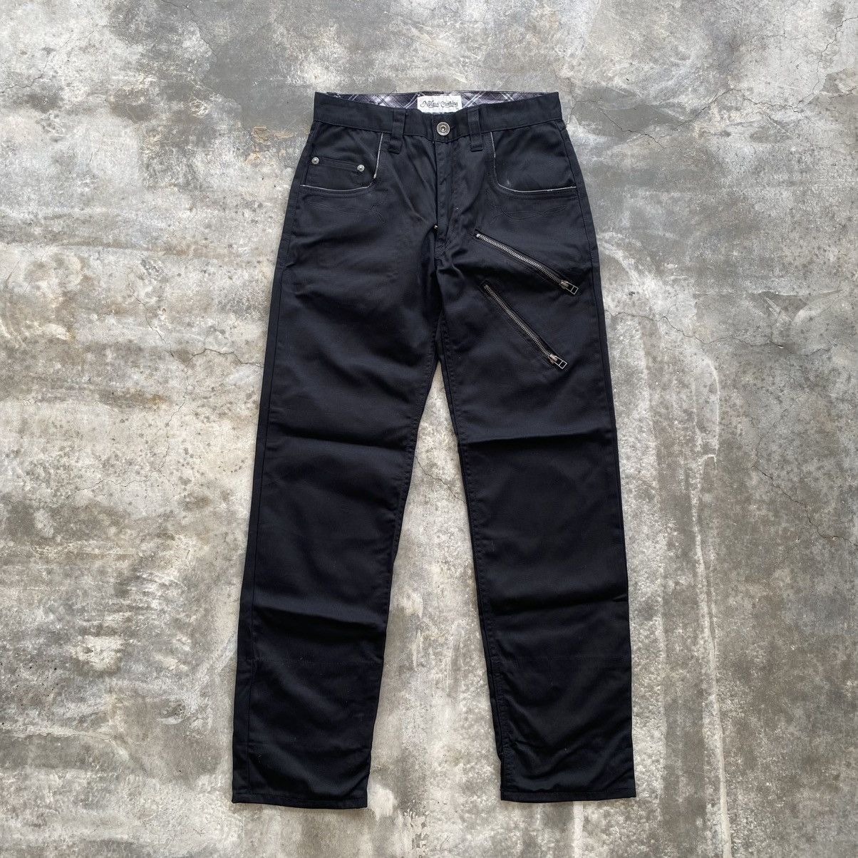 If Six Was Nine × Japanese Brand × Vintage Nylaus Clothing Zipper Thigh Black Pant Size US 28 / EU 44 - 1 Thumbnail