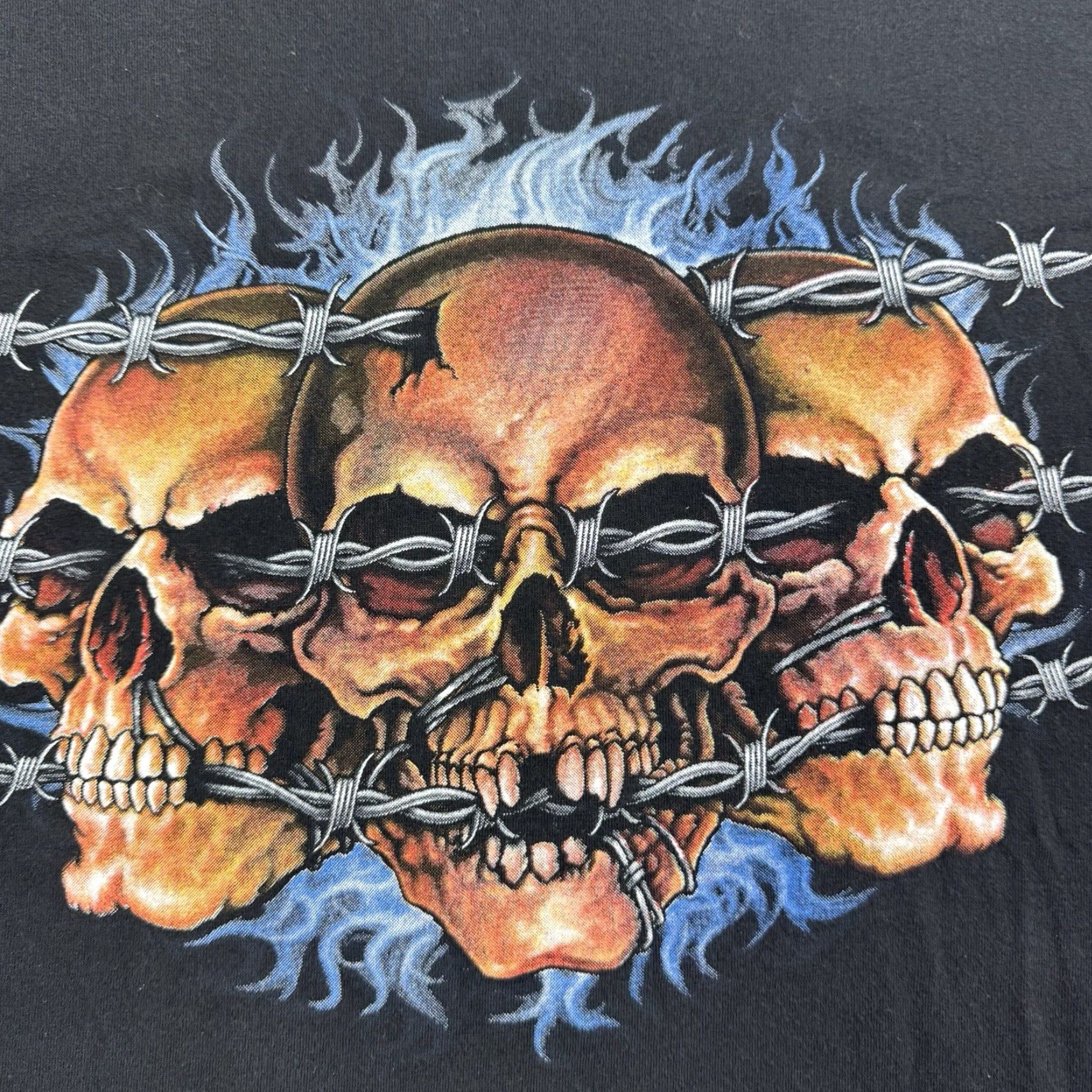 Vintage VINTAGE Tennessee River T-Shirt Men Adult Large Black Skull Flames Hipster 90s Y2K Punk Biker Crew Neck Short Sleeve Barbed Wire] Size US L / EU 52-54 / 3 - 3 Thumbnail