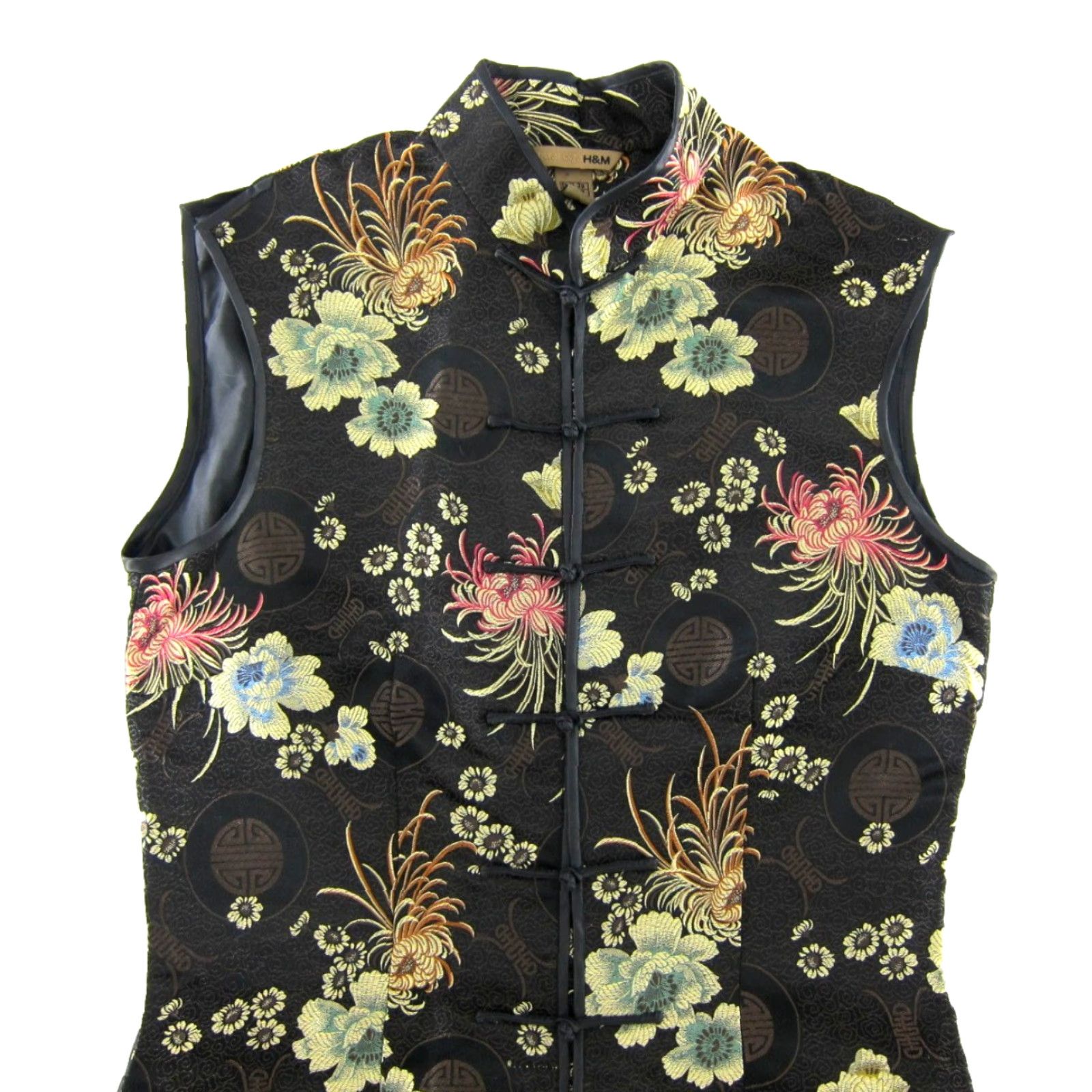 H&M H&M Qipoa Chinese Asian Black Pink Gold Sleeveless Mock Neck Long Dress Size 8 Size M / US 6-8 / IT 42-44 - 4 Thumbnail