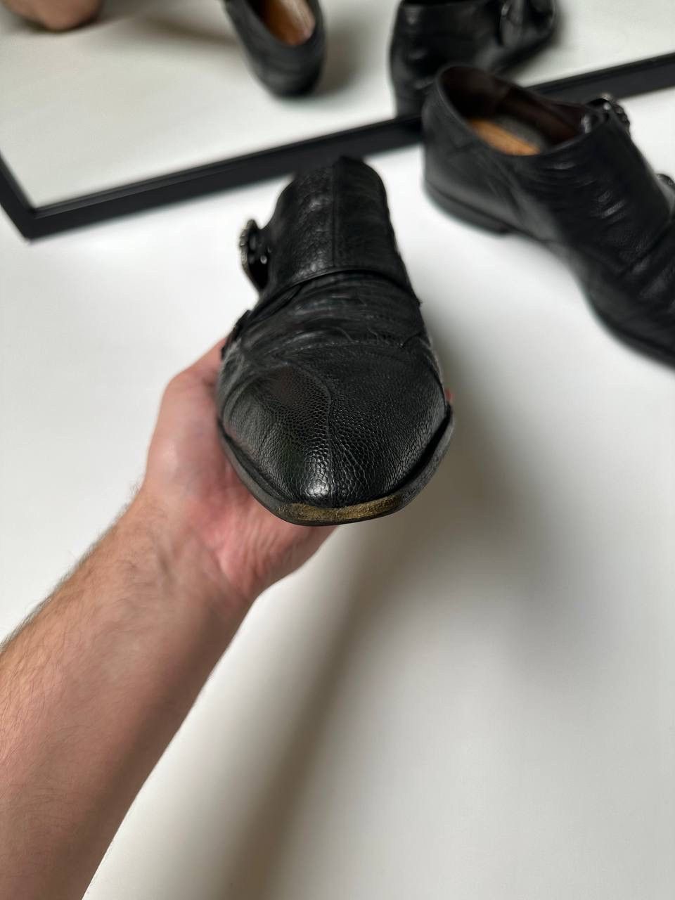 Paciotti Cesare Paciotti Black Embossed Reptile Texture Vintage Shoes Size US 9 / EU 42 - 4 Thumbnail