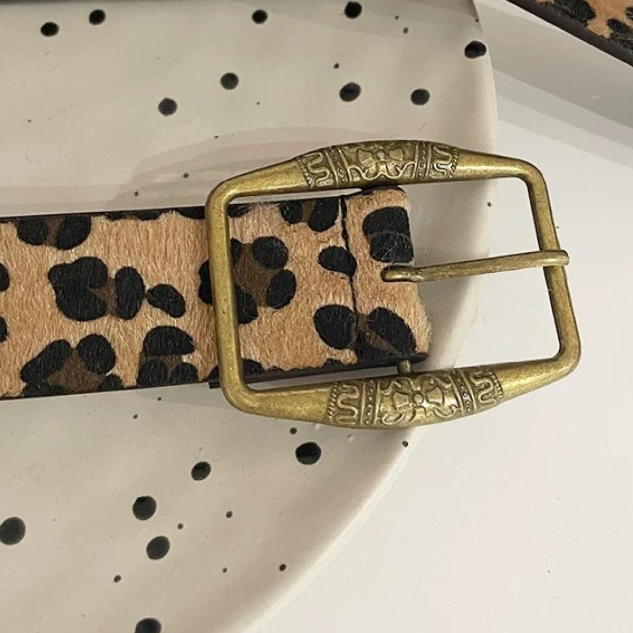 Japanese Brand Y2K Black Chunky Oversized Buckle Animal Print Boho Belt Size ONE SIZE - 5 Thumbnail