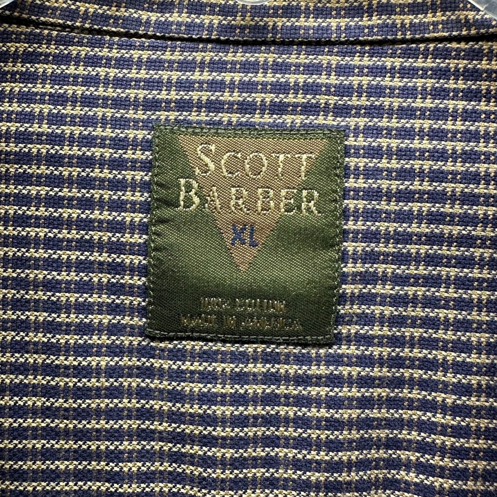 Vintage Scott Barber Shirt XL Blue Cotton Button-Up Mens Casual Classic 80s 90s Preppy Knit Collar-Down Button Size US XL / EU 56 / 4 - 5 Thumbnail