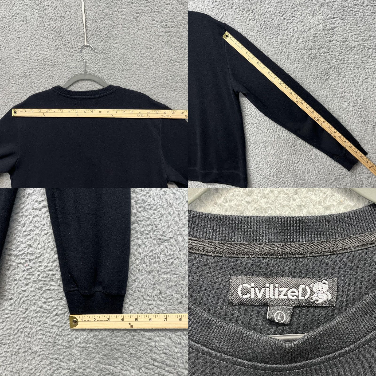 Vintage CivilizeD Sweatshirt Mens Large Black Bear Graphic Pockets Party & Bull#hit Size US L / EU 52-54 / 3 - 9 Thumbnail