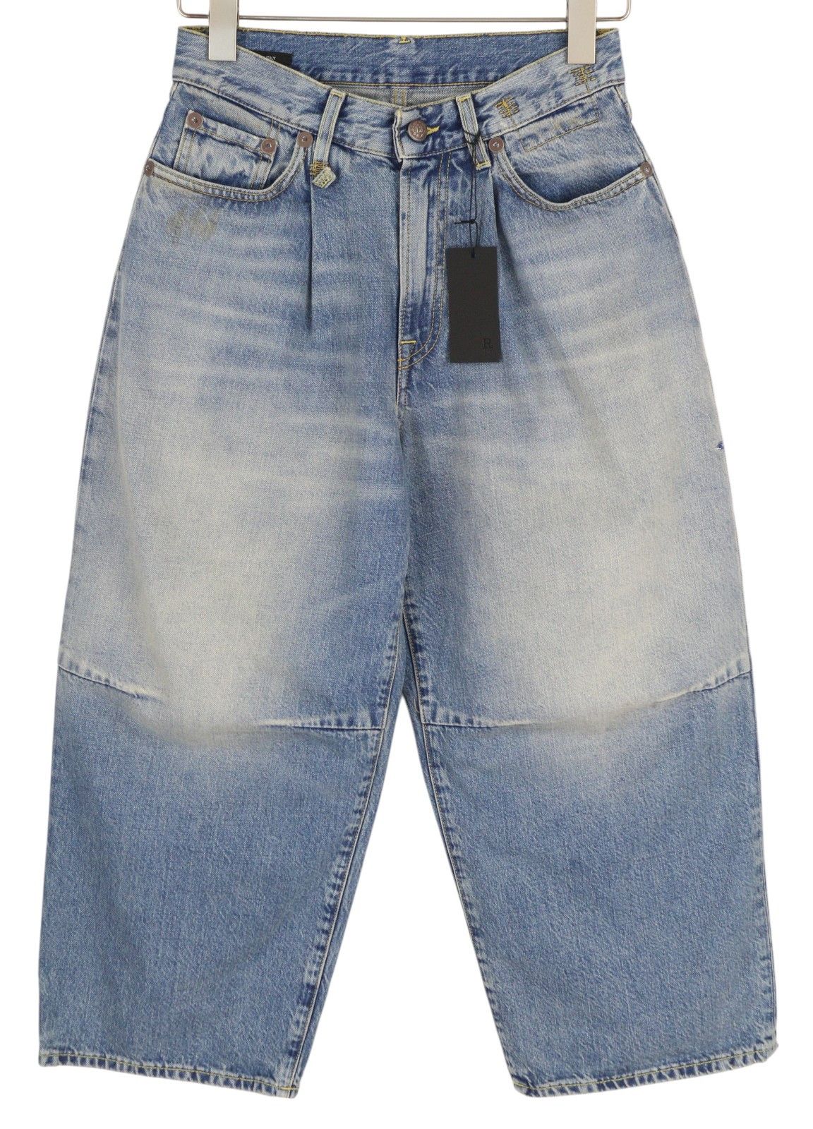 R13 CROPPED WIXDELEG 23 Loose Straight Washed Ankle Jeans 84407 Size 23" - 2 Thumbnail
