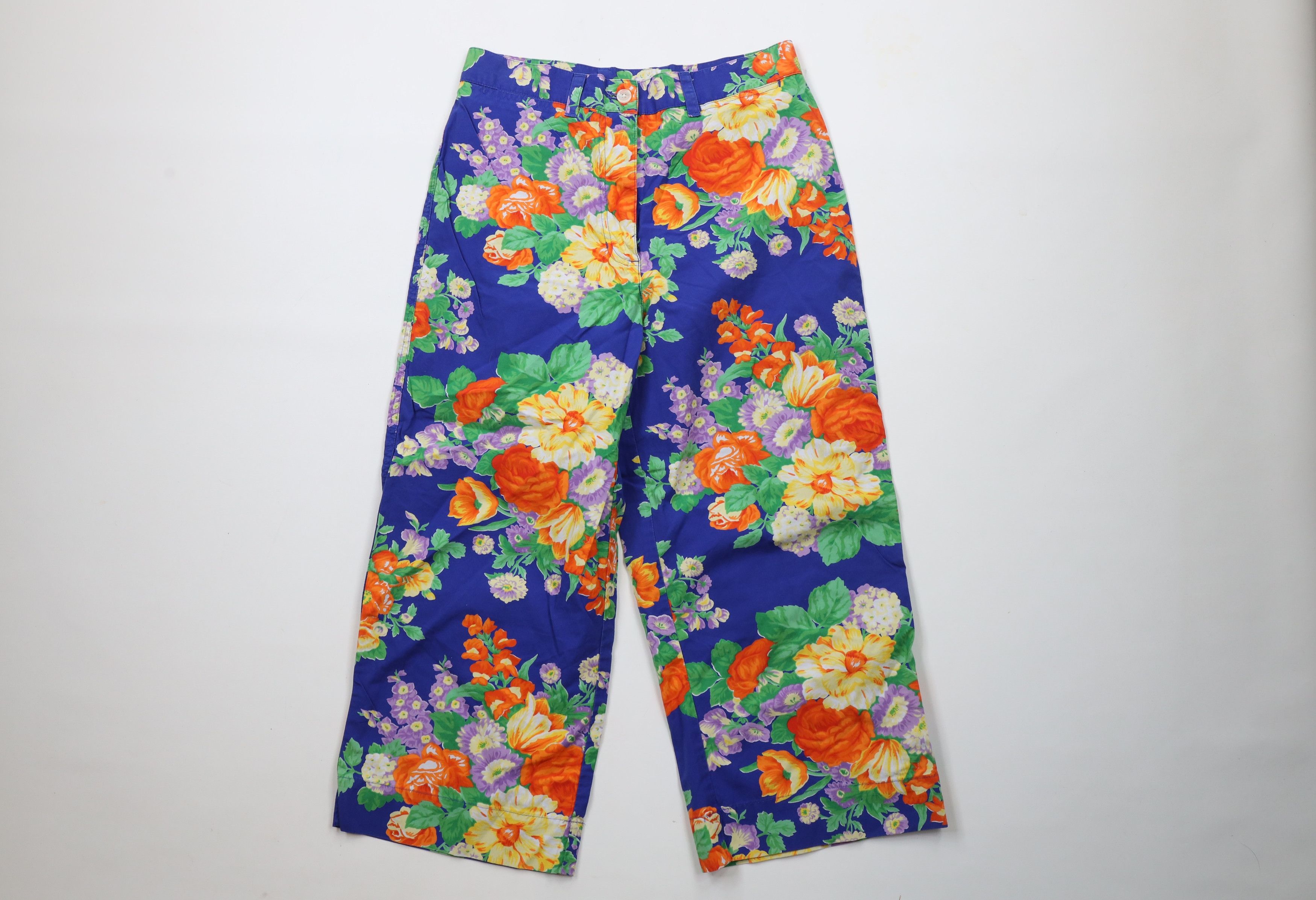 Ralph Lauren × Vintage Vintage 90s Ralph Lauren Flared Flower Capris Pants Cotton Size 30" / US 8 / IT 44 - 1 Thumbnail