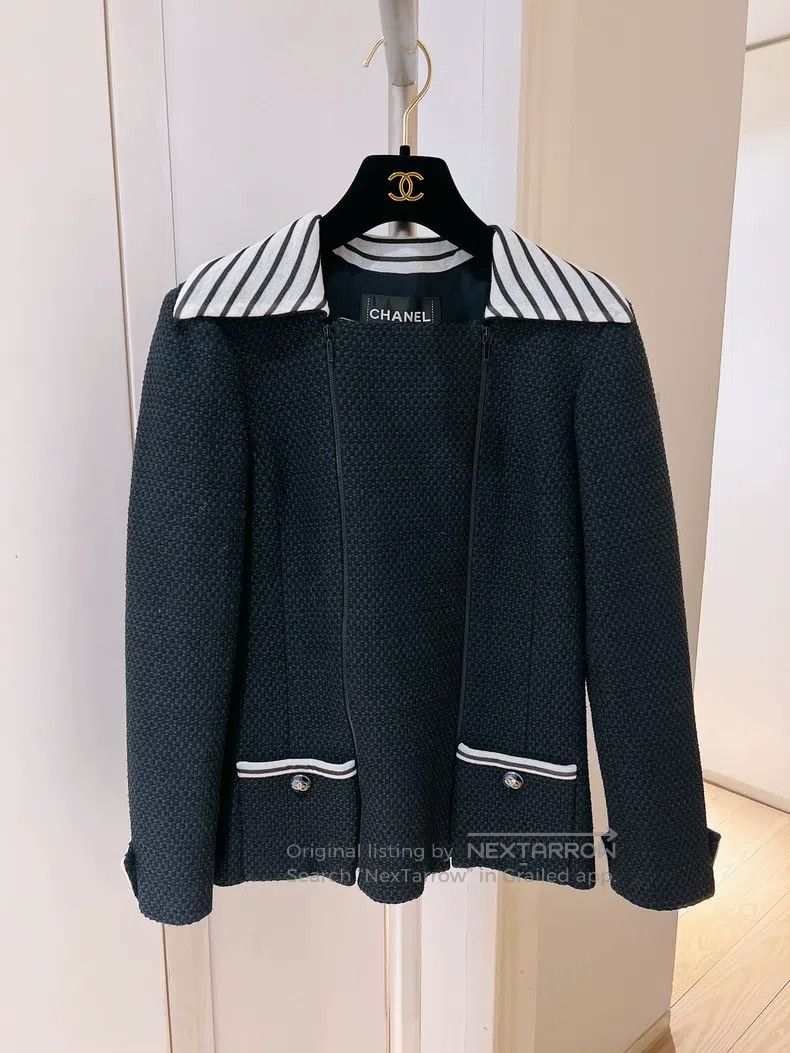 Chanel Chanel Navy tweed coat Size XXS / US 00 / IT 34 - 1 Thumbnail