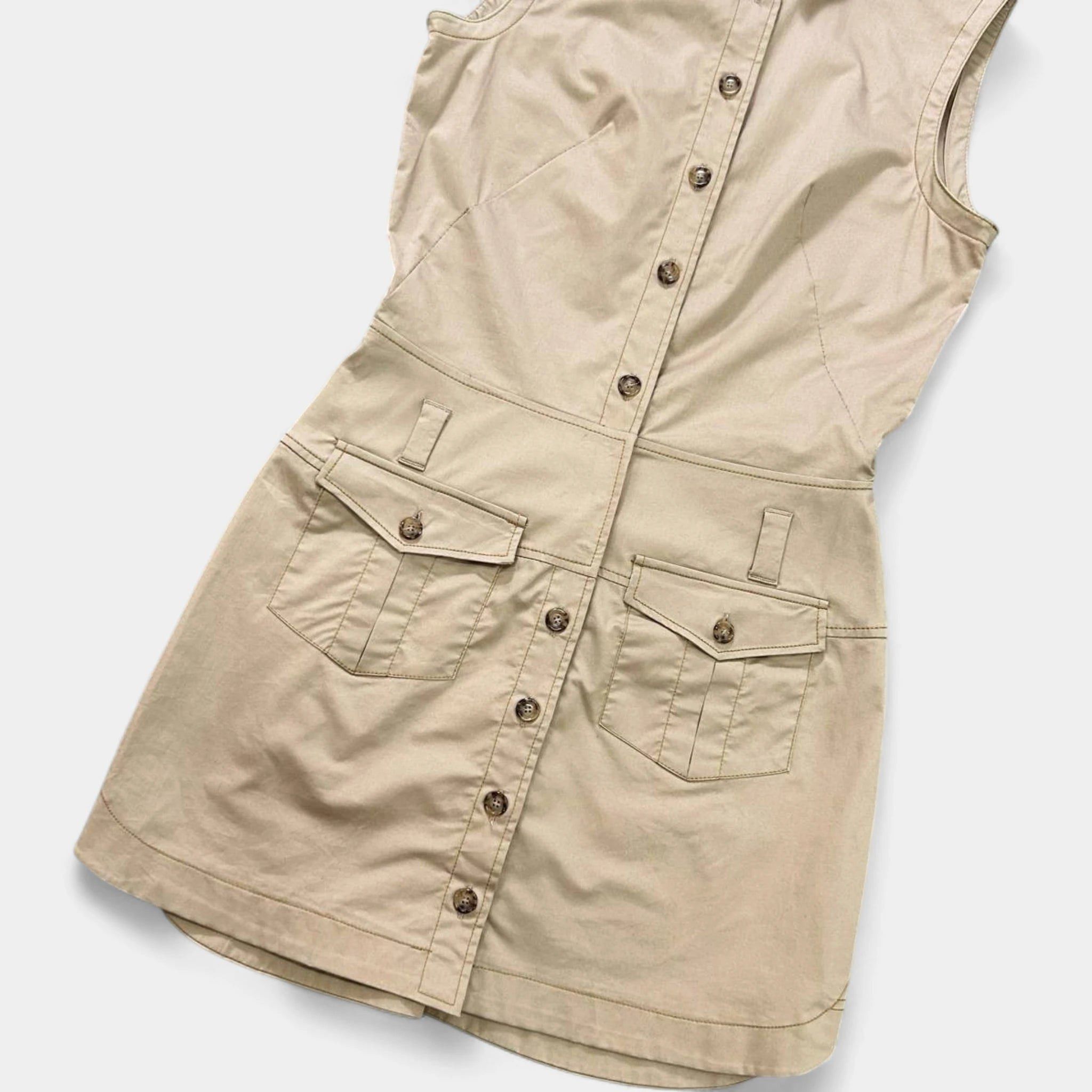 Dolce & Gabbana Dolce & Gabbana Sleeveless Cargo Shirt Dress Light Brown Size US S / EU 44-46 / 1 - 3 Thumbnail
