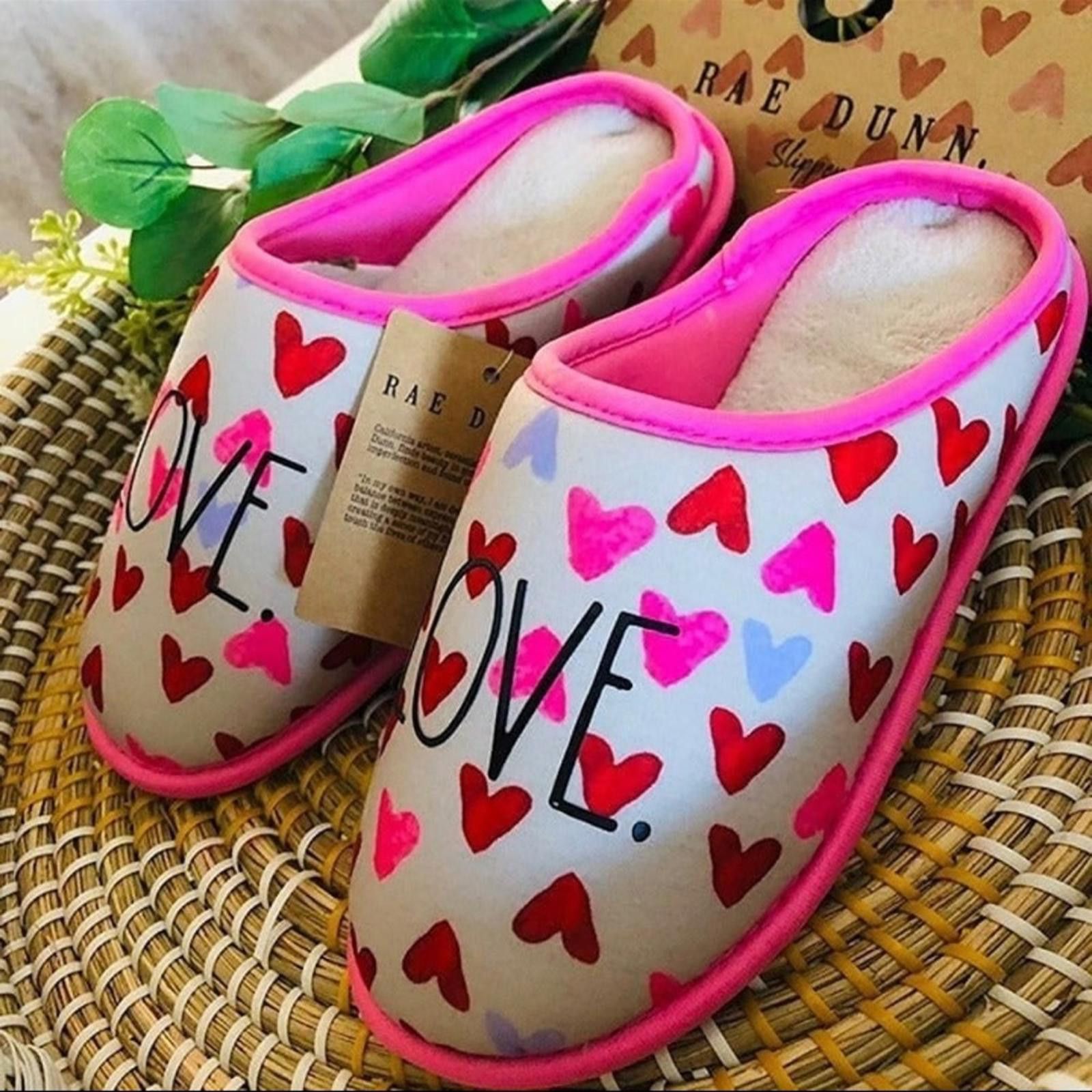Designer Rae Dunn Love Slippers - Pink and Red Size US 5.5 / EU 38 - 2 Thumbnail