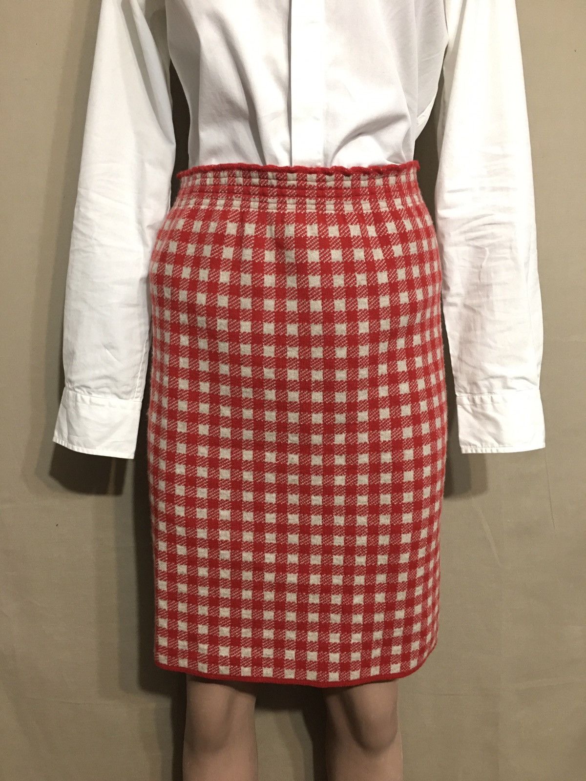Other MORESI Como Italy Cashmere Red Check Skirt Size S Size 26" / US 2 / IT 38 - 2 Thumbnail