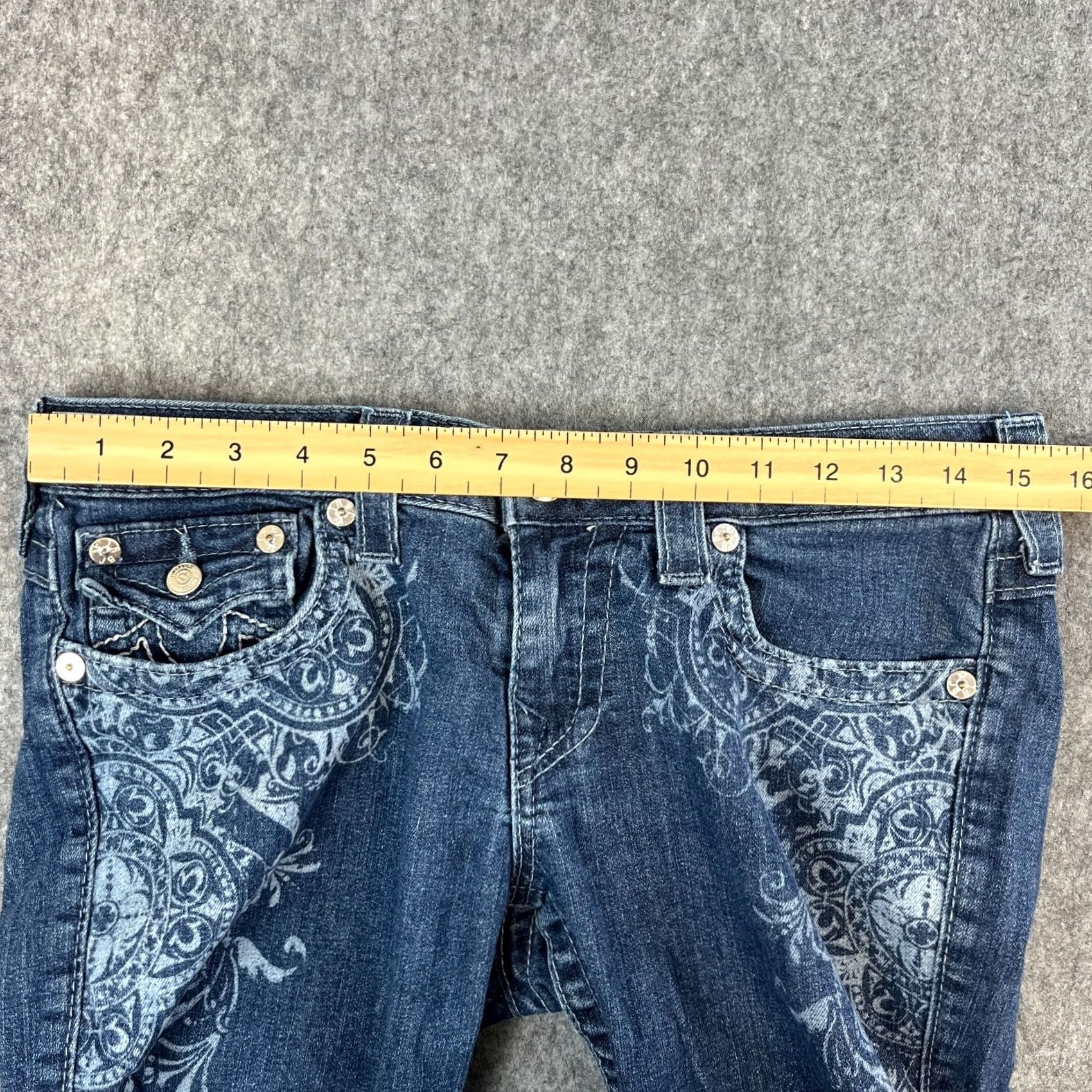 True Religion True Religion Jeans Skinny Low-Rise 30 26 UK12 Blue Floral Pocket Cathedral Denim Women Slim 5-Pocket Size 34" / US 12 / IT 48 - 7 Thumbnail
