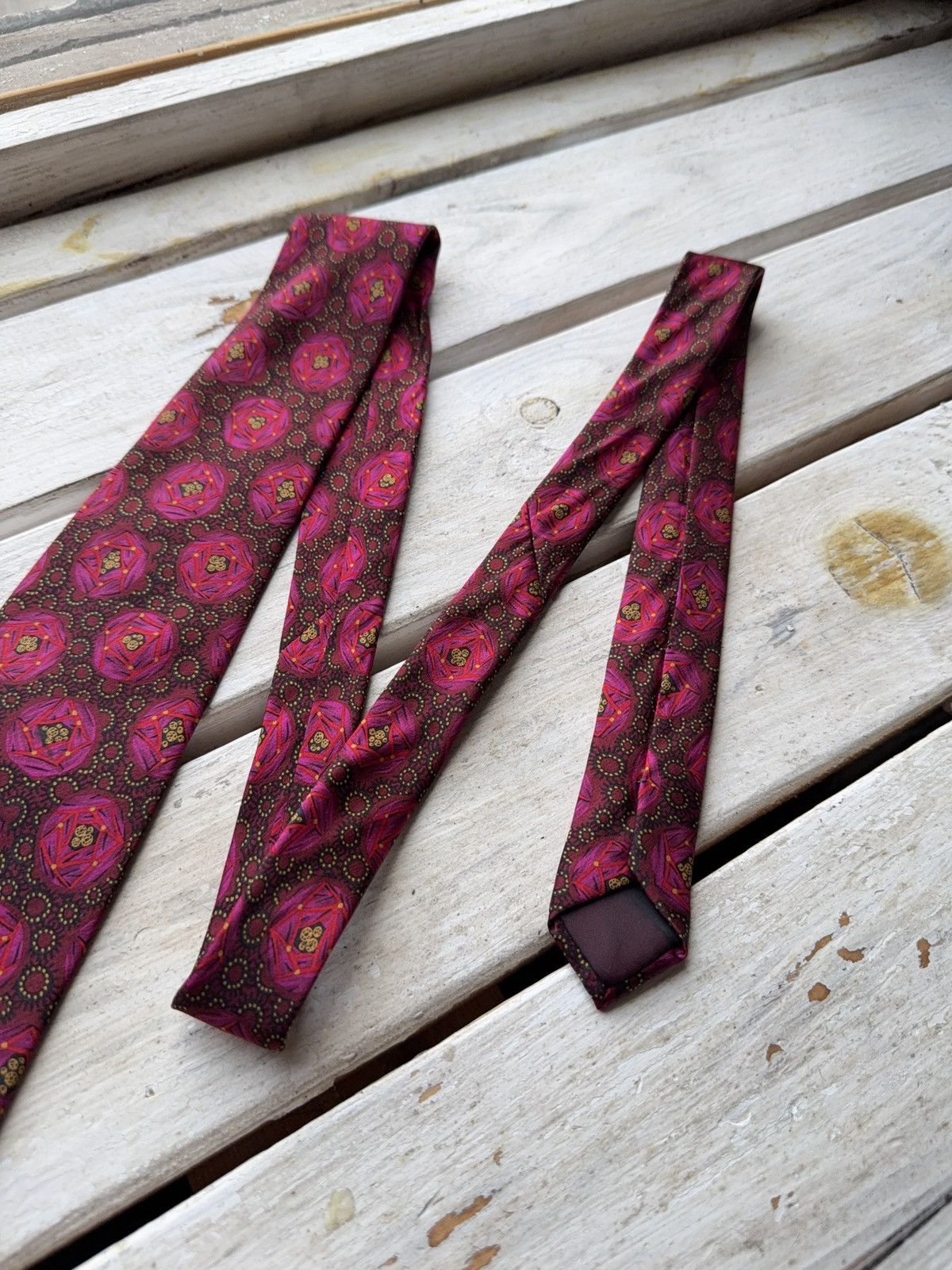Designer × Lanvin Lanvin Paris Tie Burgundy Red Geometric Silk Made in France Size ONE SIZE - 3 Thumbnail