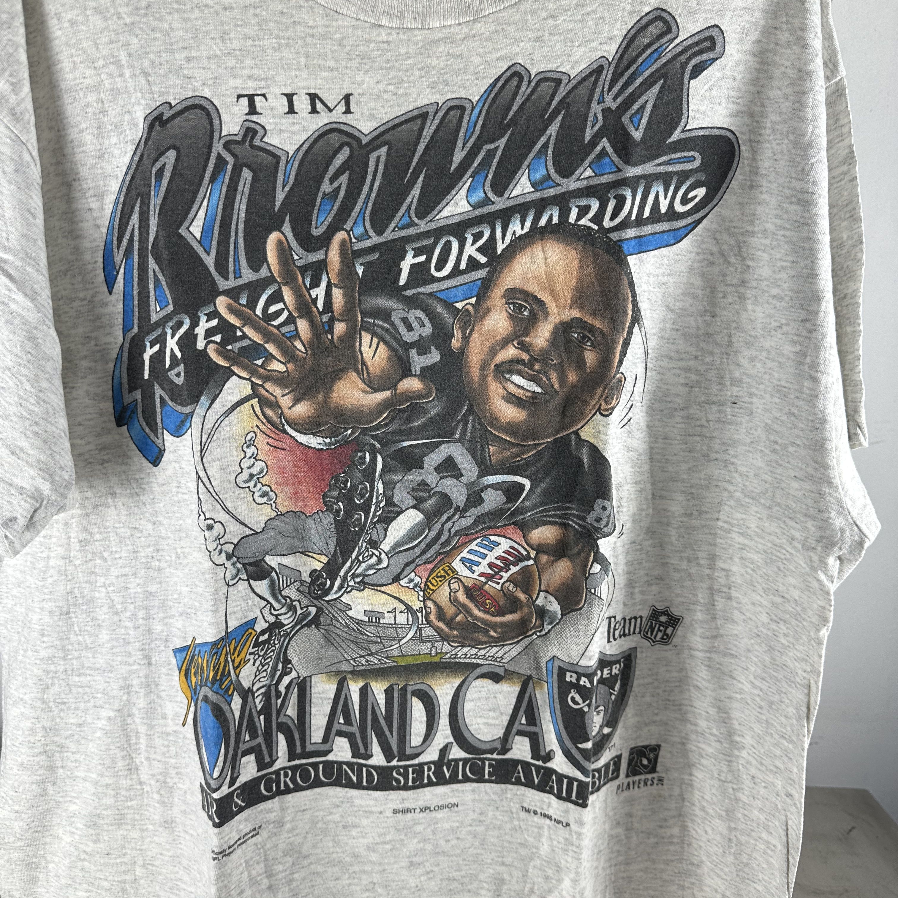 Vintage 1995 Tim Brown Raiders NFL Freight Forwarding Caricature Tee Size US XXL / EU 58 / 5 - 2 Thumbnail