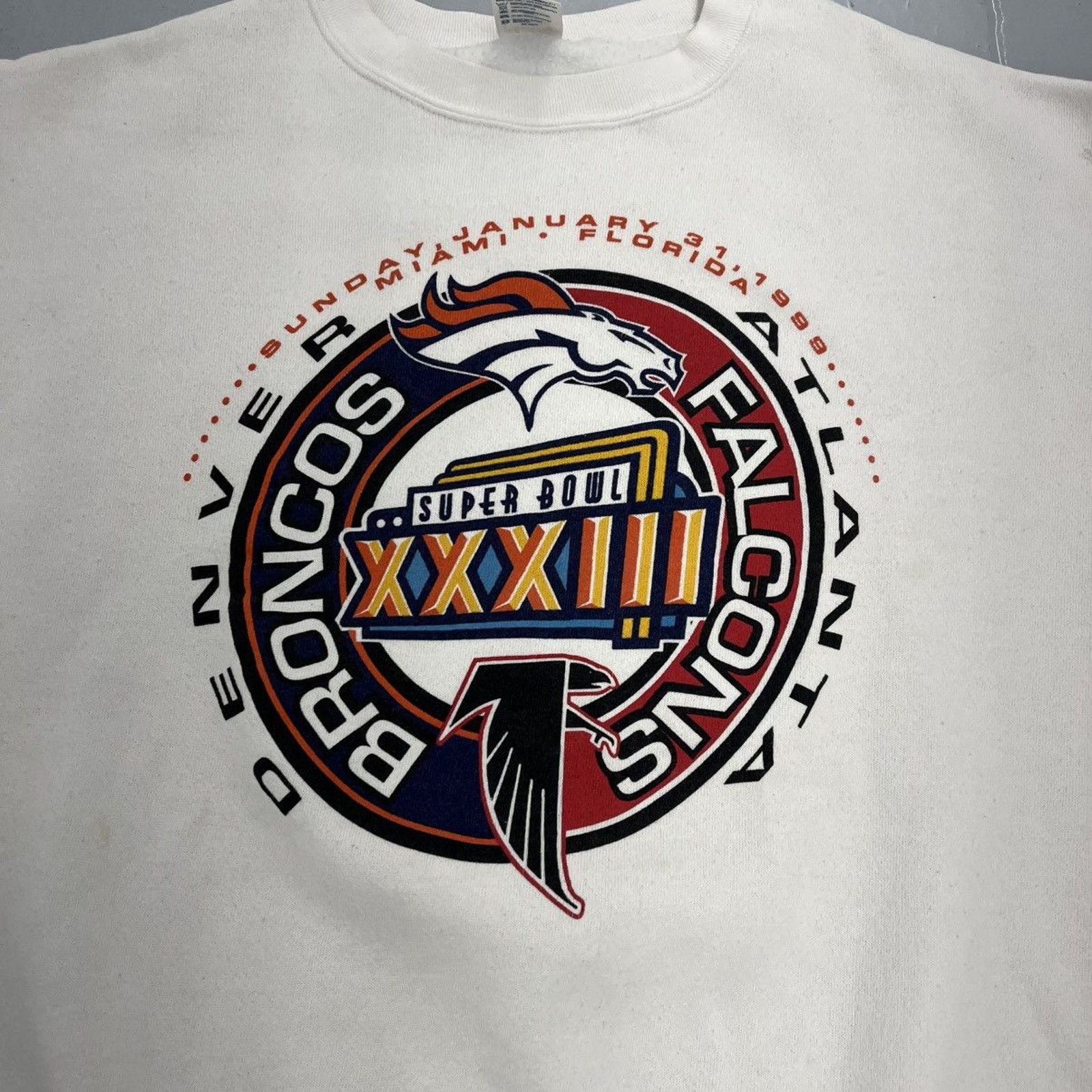 Other Vintage 1999 Broncos Falcons White Super Bowl Sweatshirt Size US XL / EU 56 / 4 - 2 Thumbnail