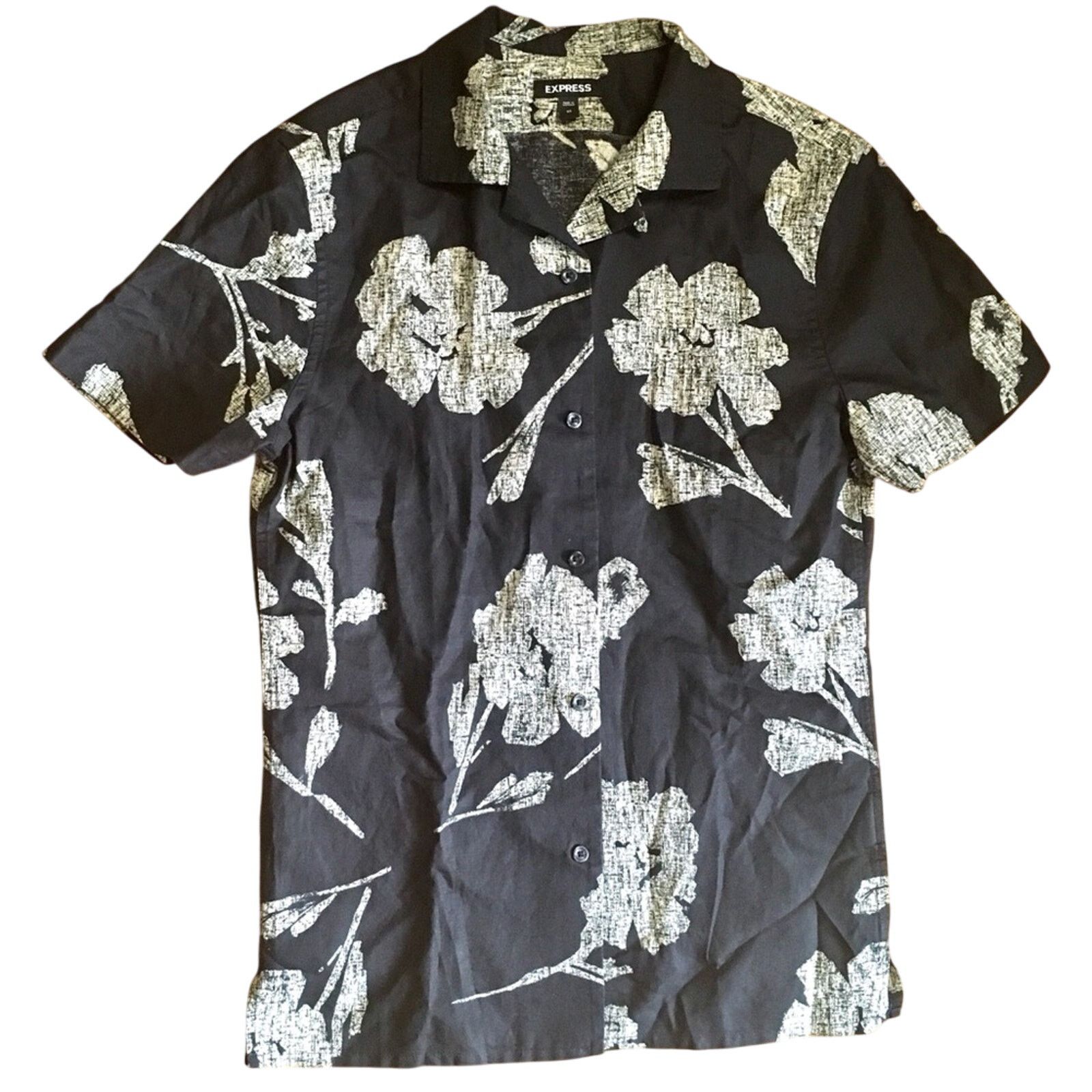 Express NWOT Slim Floral Linen Short Sleeve Shirt Size US XS / EU 42 / 0 - 6 Thumbnail