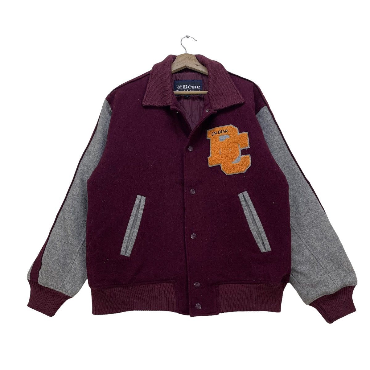 Japanese Brand × Vintage Japanese Brand Two Tone Cal Bear Varsity Wool Jacket Size US M / EU 48-50 / 2 - 1 Thumbnail