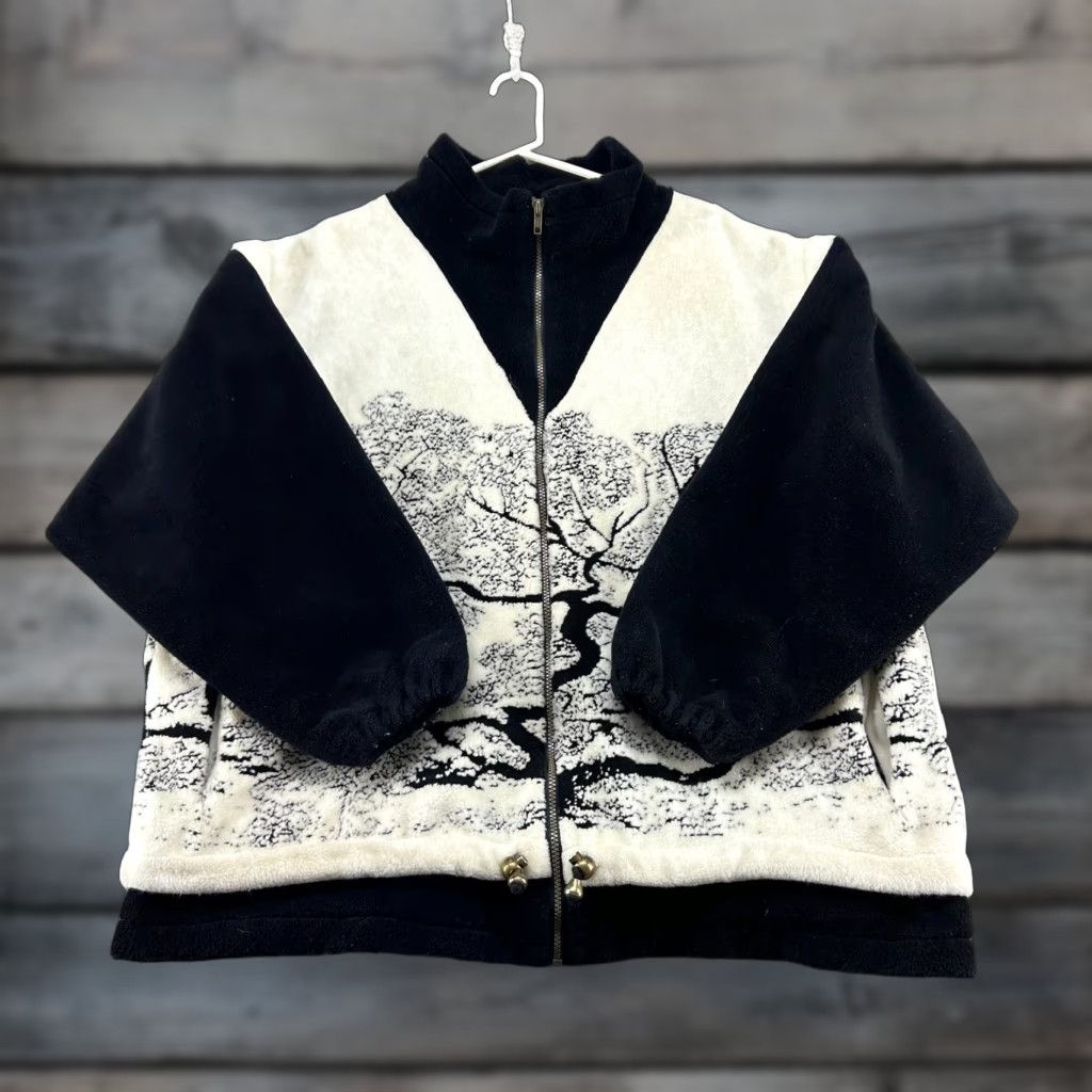 Vintage VINTAGE Denali Jacket Women 3X Black White Fleece Full Zip Nature Theme Bomber Jacket 90s Womens Size XXL / US 16-18 / IT 52-54 - 1 Thumbnail