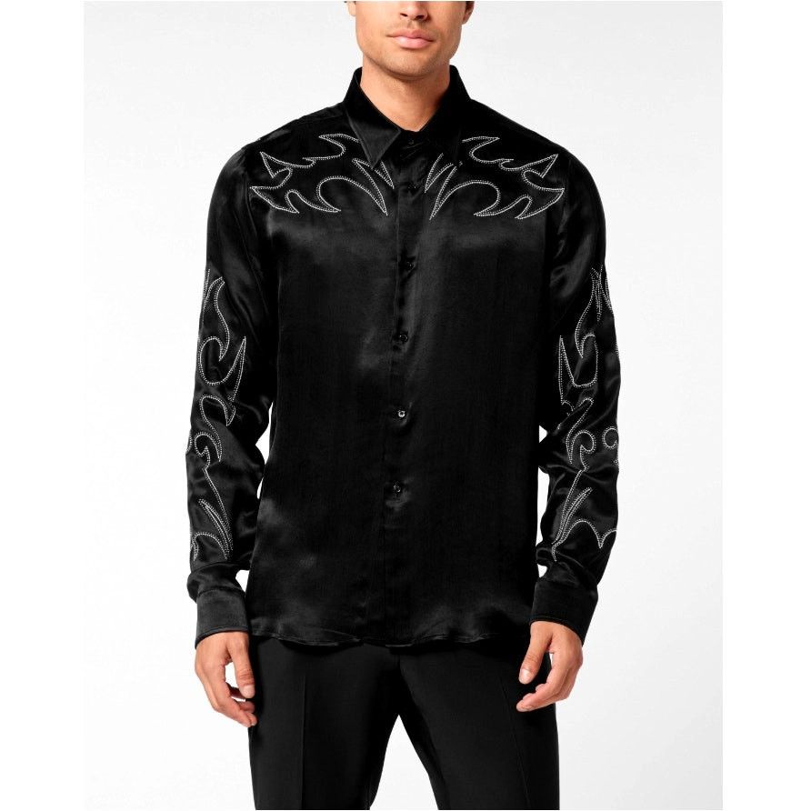 Philipp Plein Philipp Plein Men's Black Embellished Texas Shirt Size XXL Size US XXL / EU 58 / 5 - 1 Thumbnail