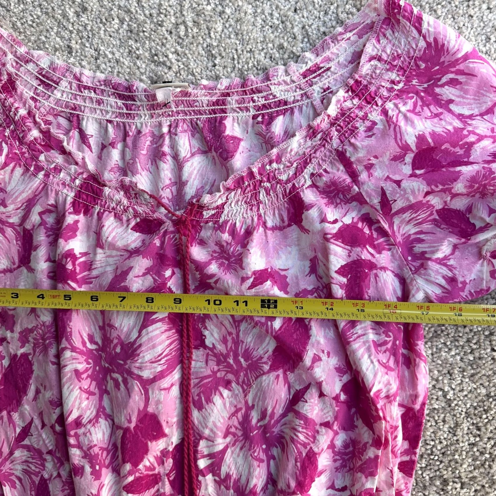 Pinko Y2K BocaBay Blouse Womens Medium Pink Floral Tassel Scoop Neck Peasant Top Size M / US 6-8 / IT 42-44 - 6 Thumbnail