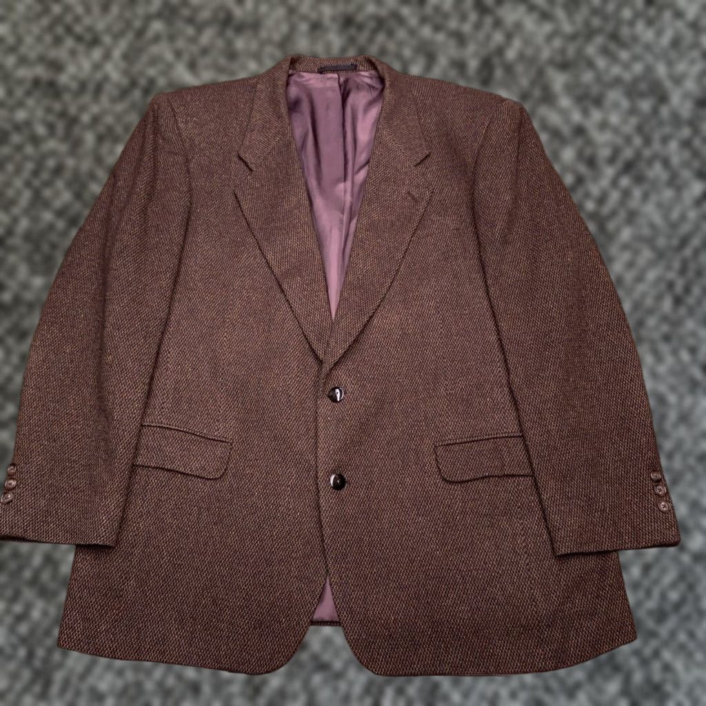 Vintage Steve Petix Blazer Sport Coat 44 Long Brown Wool Tweed Notch Lapel Men Dress Coat Size 44R - 1 Thumbnail