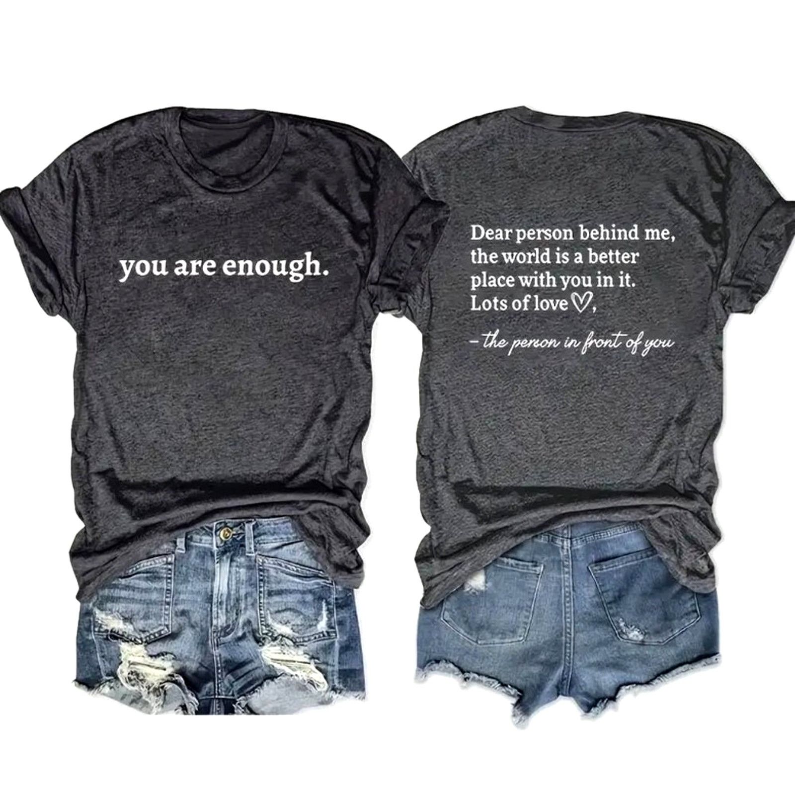 Other You Are Enough T-Shirt w/Note on the Back Deep Grey 12 Size XL / US 12-14 / IT 48-50 - 2 Thumbnail
