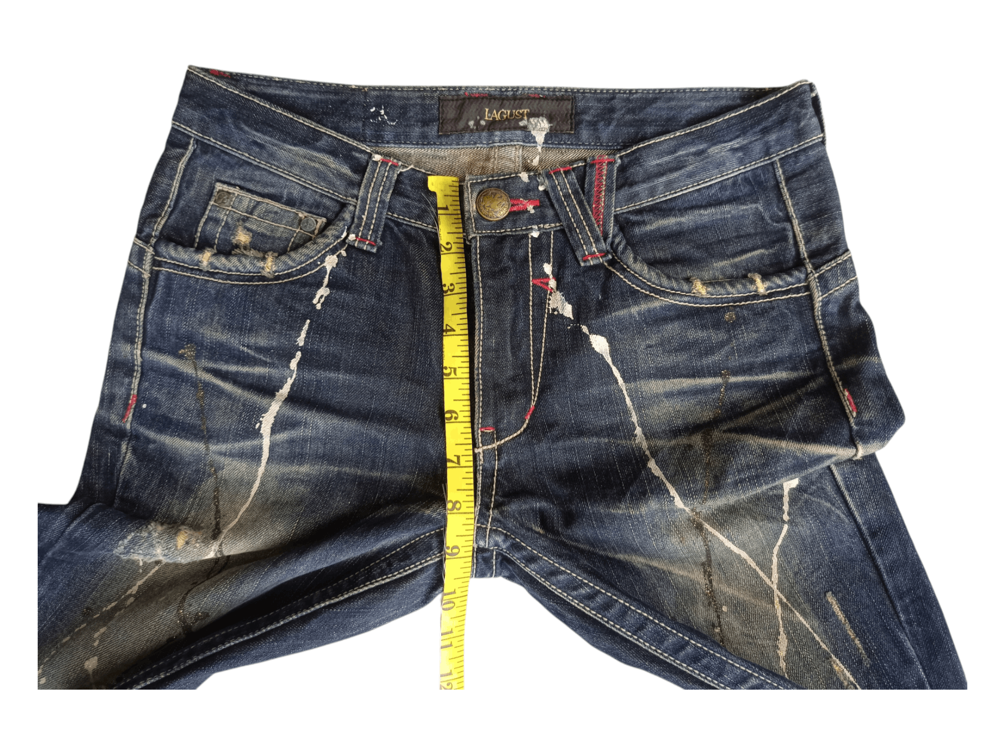Japanese Brand Lagust Paint Splatter Mud Wash Distressed Flare Jeans Size US 30 / EU 46 - 23 Thumbnail